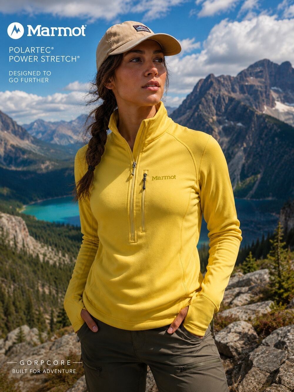 Marmot Olden Polartec 1/2 Zip Fleece Pullover Sunshine Yellow Gorpcore Outdoor